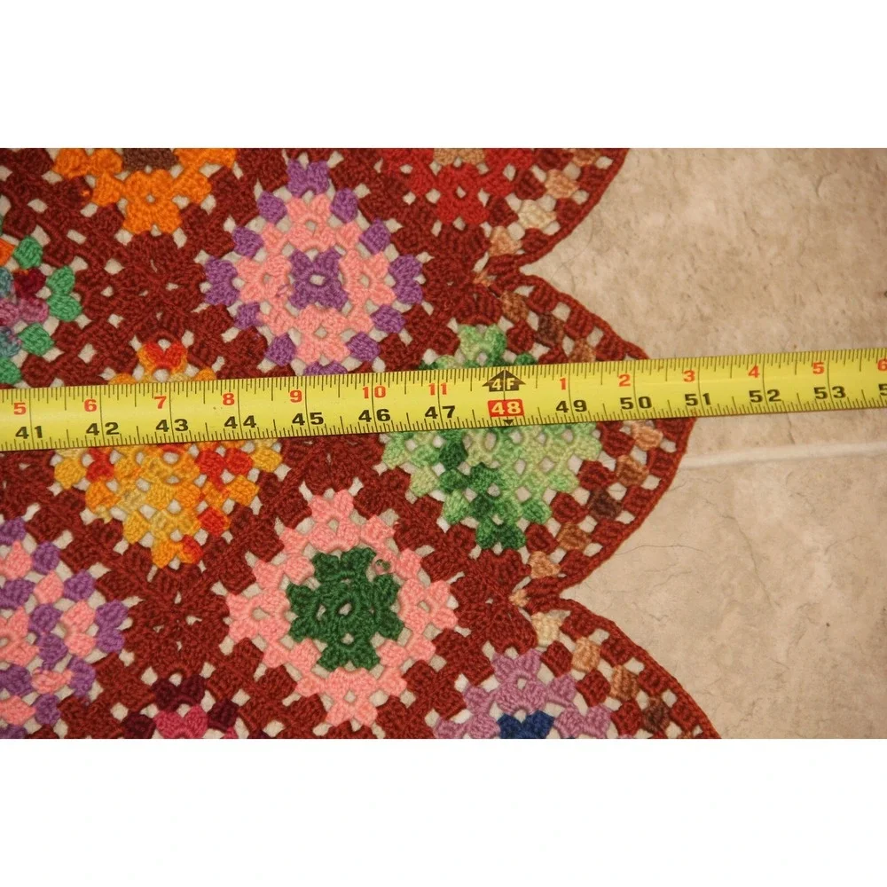 VTG Multicolor Crochet Granny Square Afghan Quilt Blanket Throw Roseanne 51